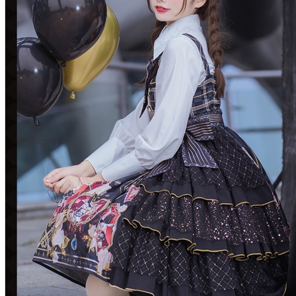 Cat Highness Bunnies Band Multicolors Festival Sweet Lolita JSK Jumper Dress ❤️ - Picture 3 of 12